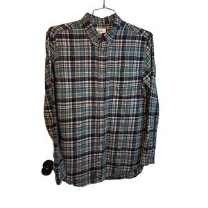Croft Barrow Mens Flannel Shirt Size LT‎ Blue Plaid Long Sleeve Buttoned